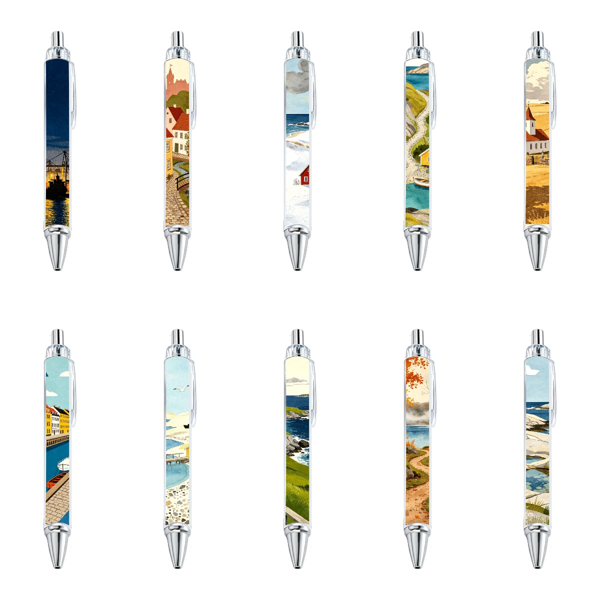 Danish Nature Scenery Series Push-Button Pens
