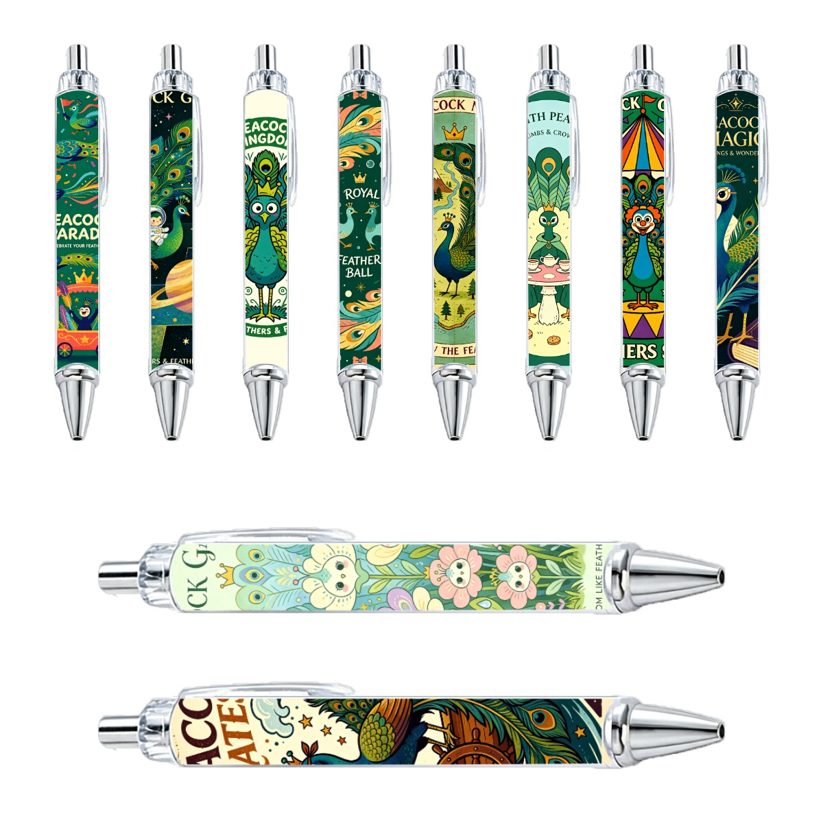 Peacock Illustration Mechanical Pencils