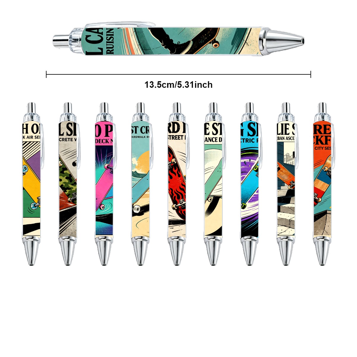 10pcs Skateboard Theme Pens
