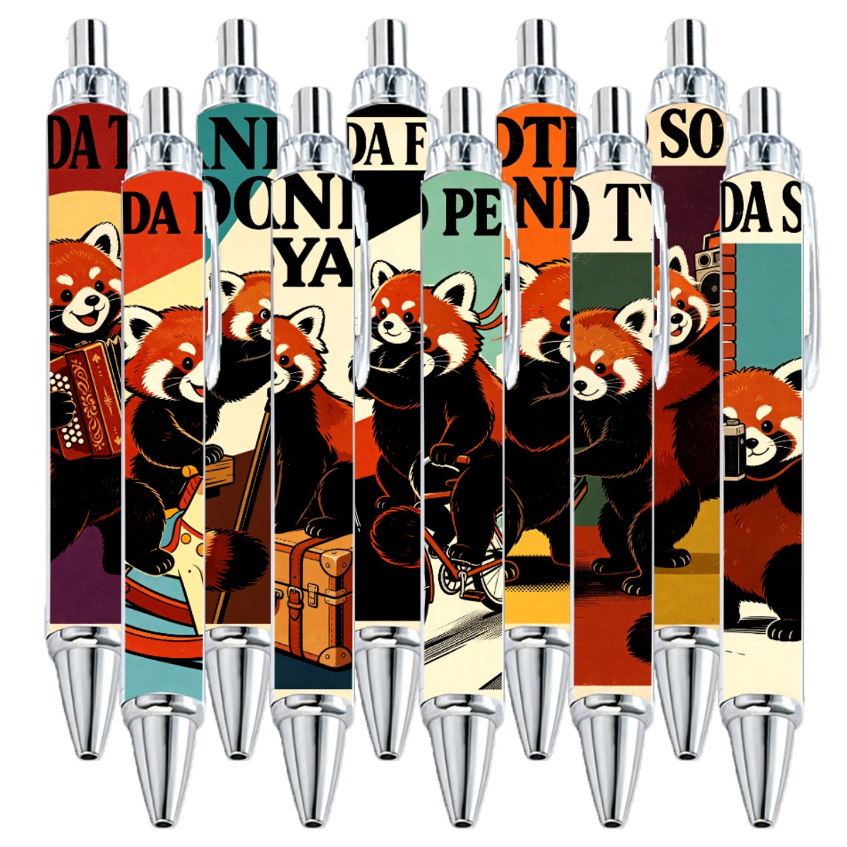 Red Panda Retro Print Gel Pen