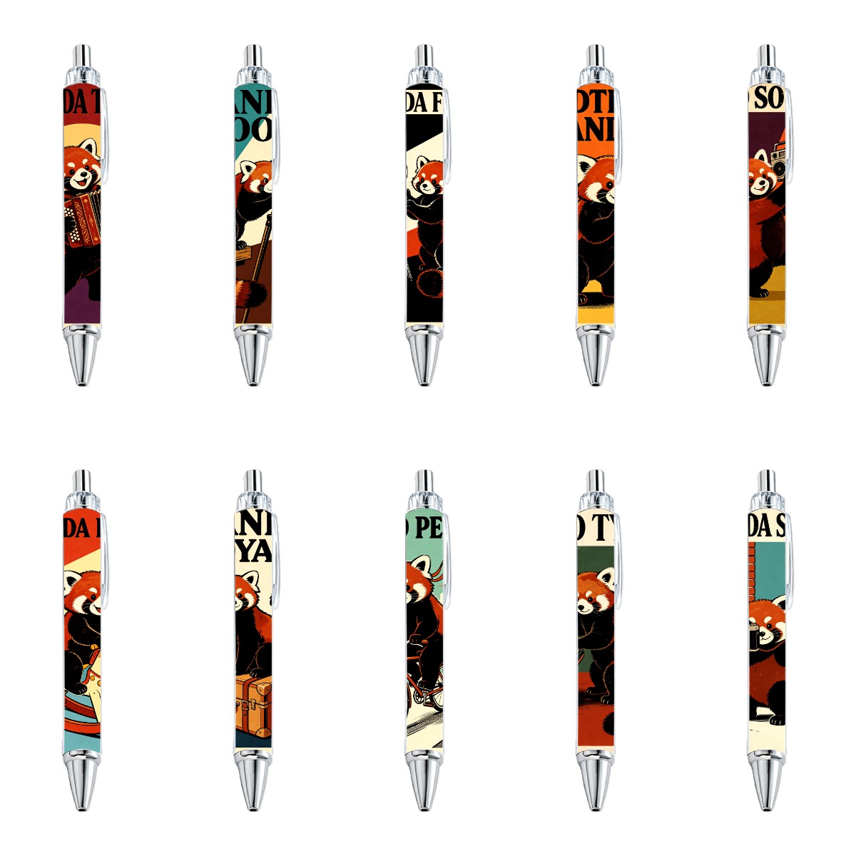 Red Panda Retro Print Gel Pen