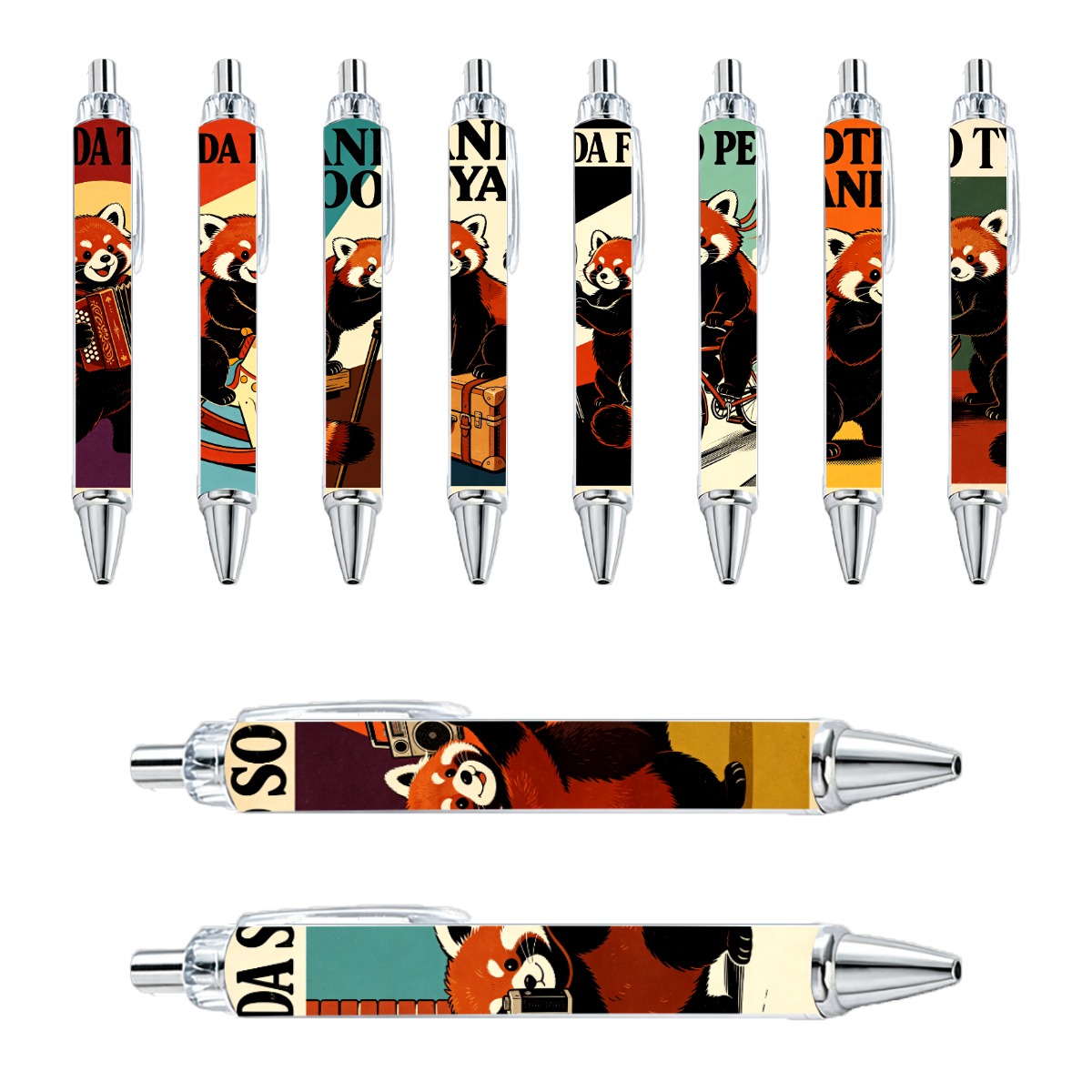 Red Panda Retro Print Gel Pen