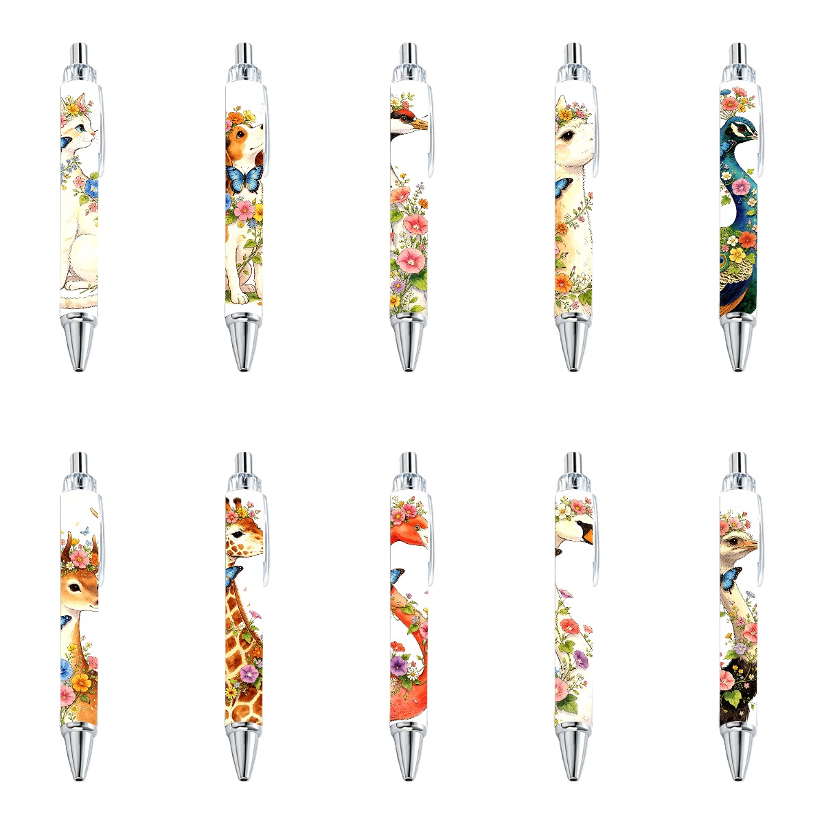 Floral Animal Retractable Gel Pens