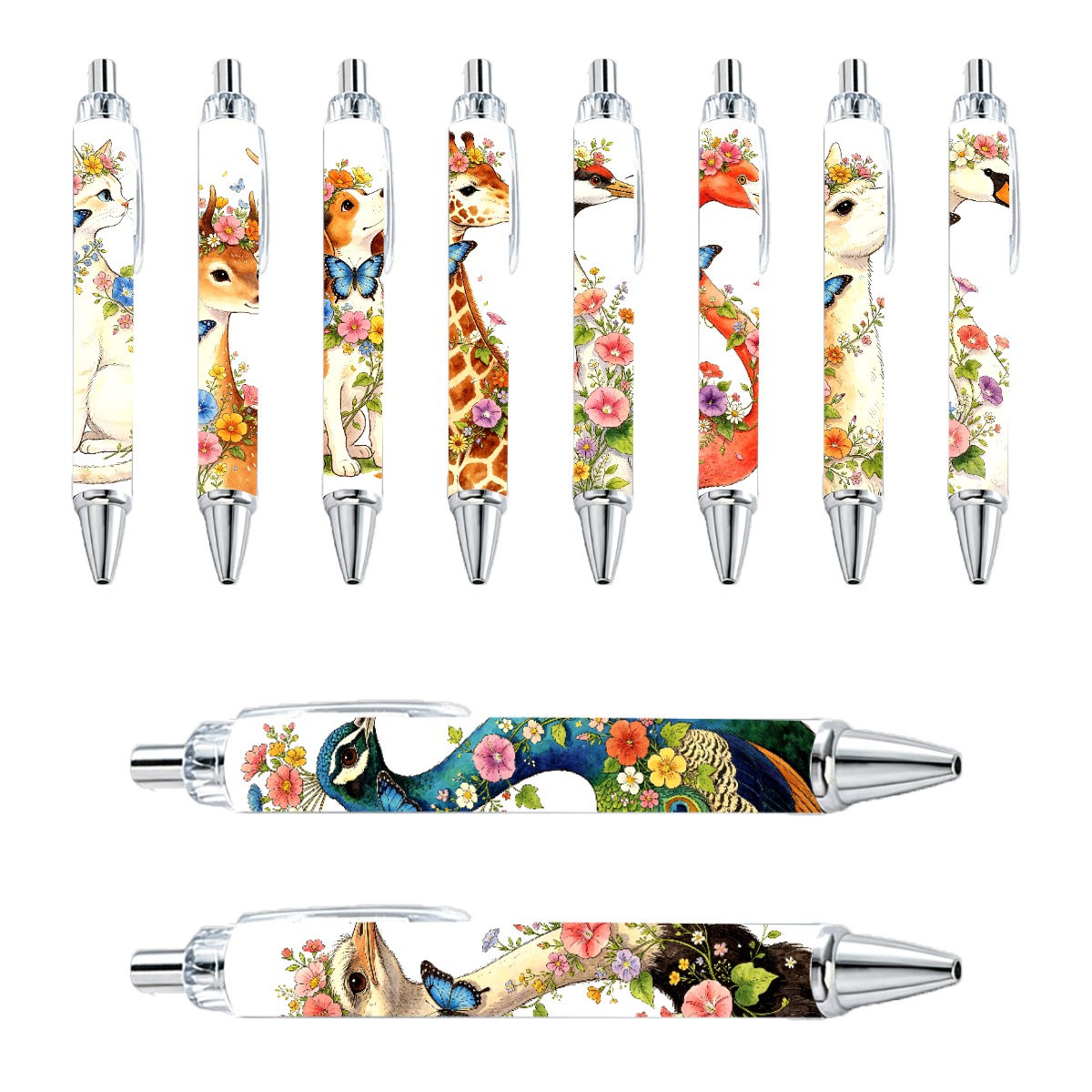 Floral Animal Retractable Gel Pens