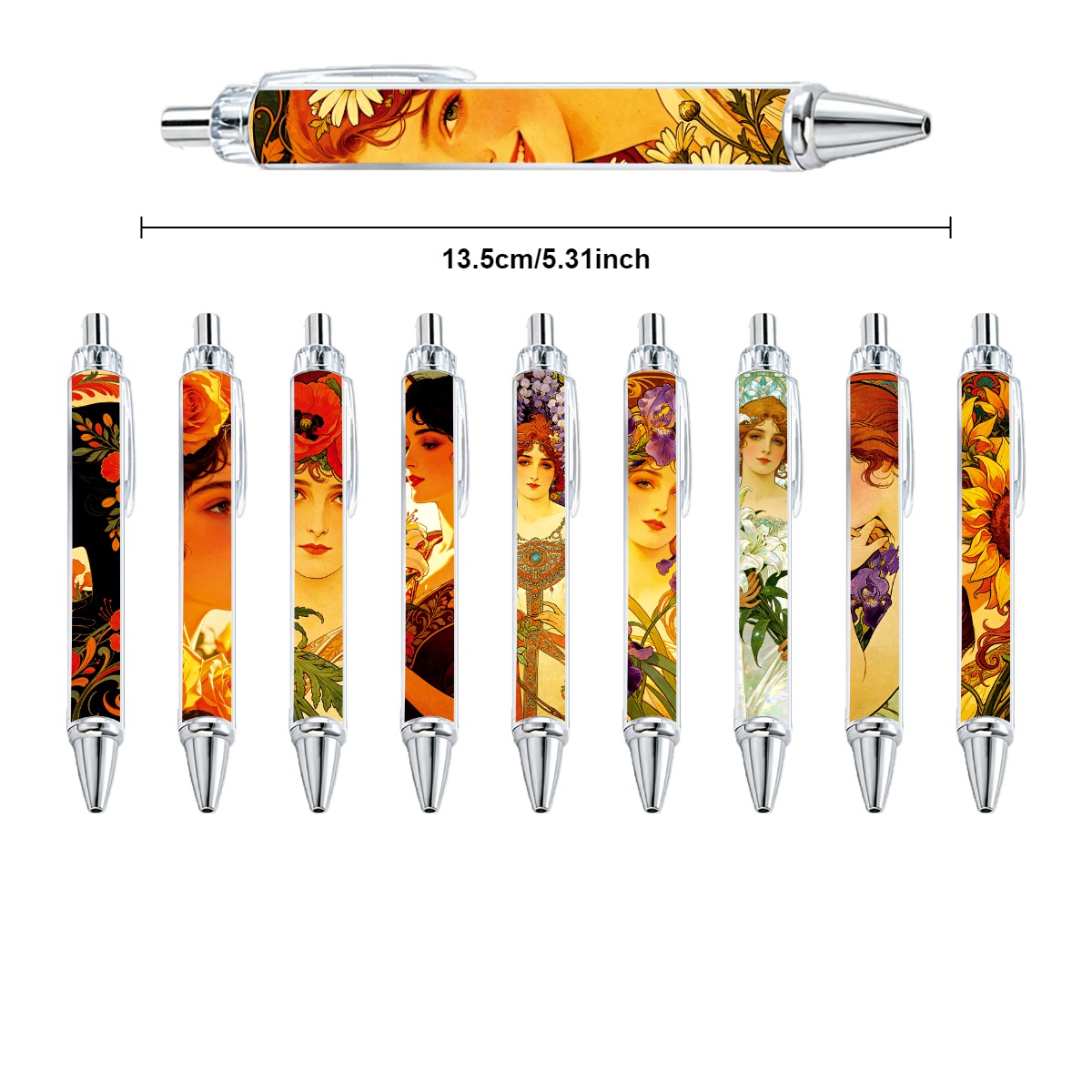 Art Nouveau Floral Portrait Gel Pen Set
