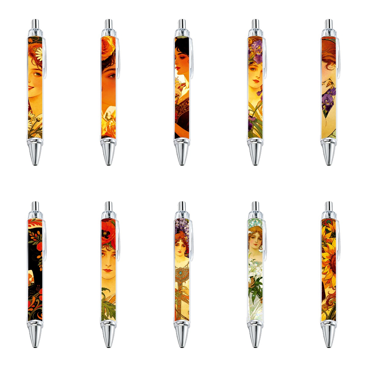Art Nouveau Floral Portrait Gel Pen Set
