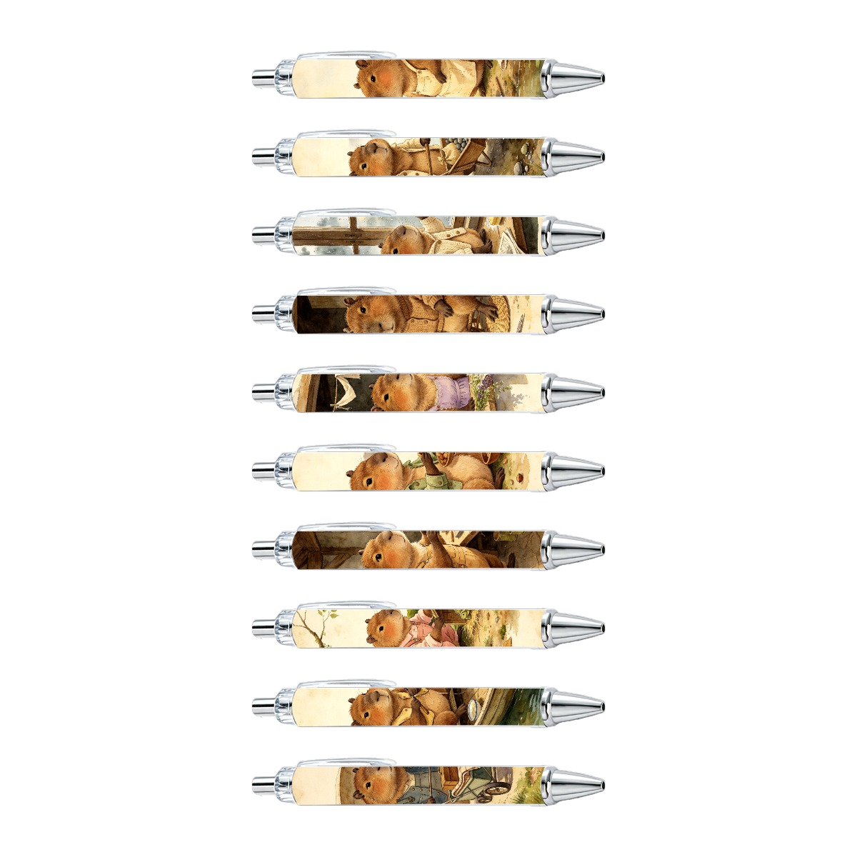 Capybara Themed Retractable Gel Pens