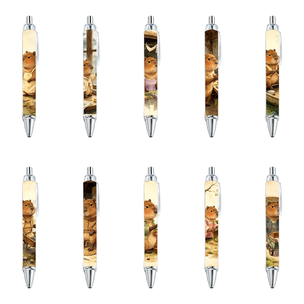 Capybara Themed Retractable Gel Pens