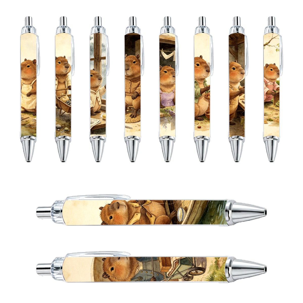 Capybara Themed Retractable Gel Pens