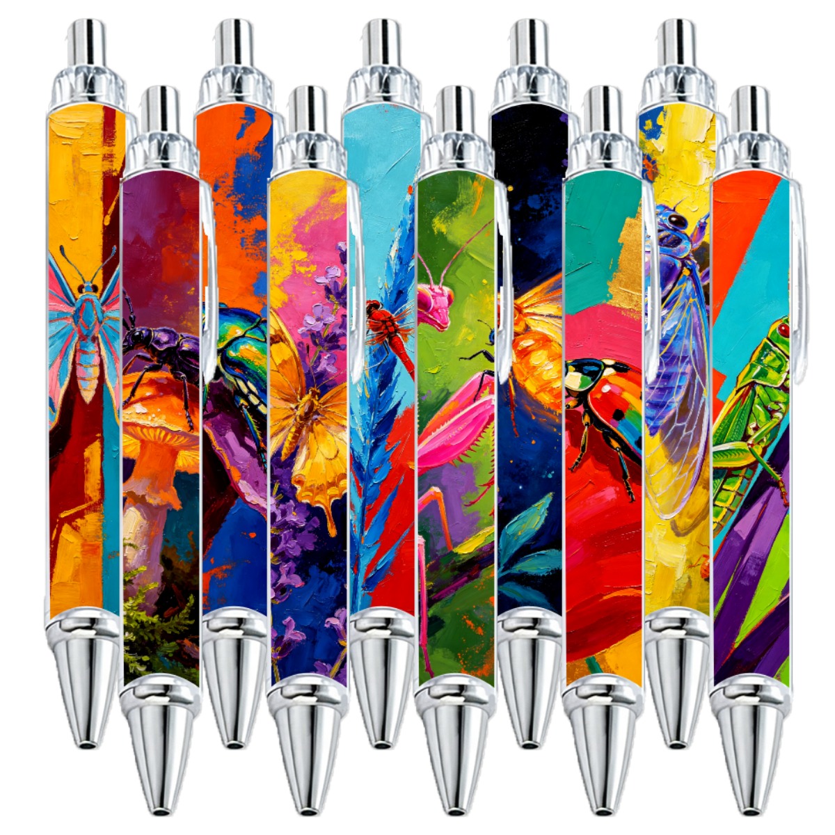 Vibrant Insect Art Gel Pens 10-Piece Set