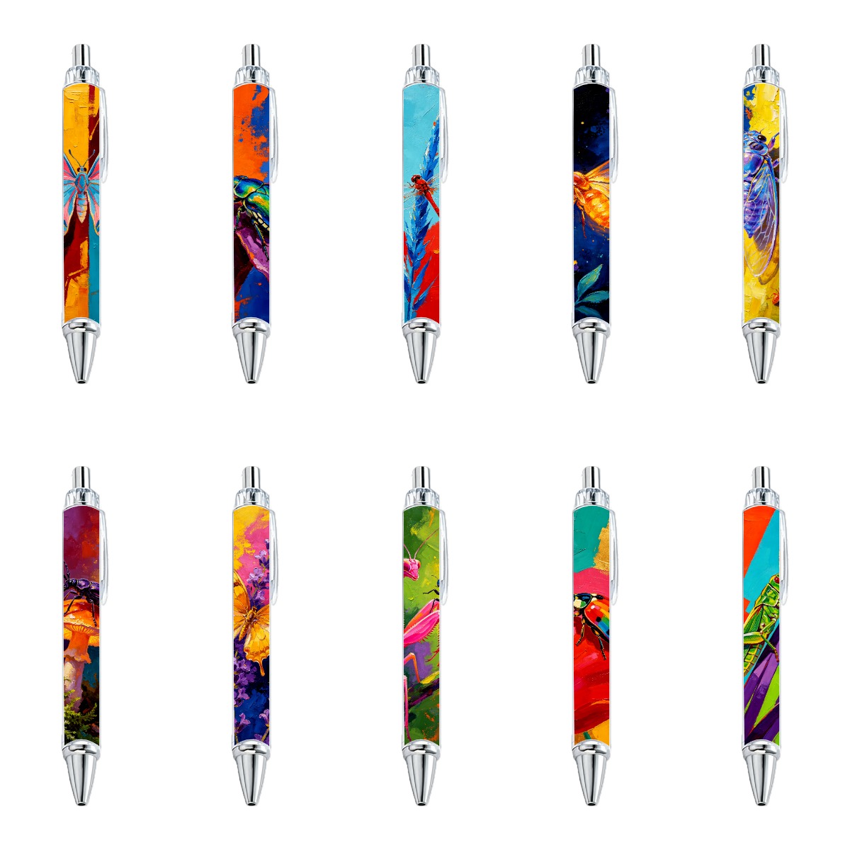 Vibrant Insect Art Gel Pens 10-Piece Set