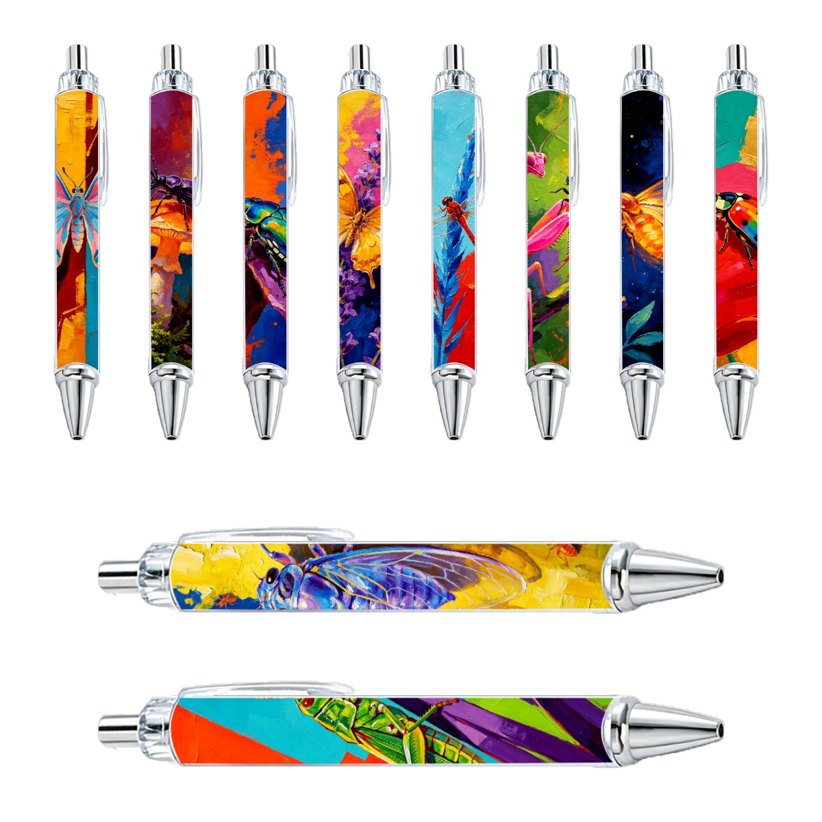Vibrant Insect Art Gel Pens 10-Piece Set