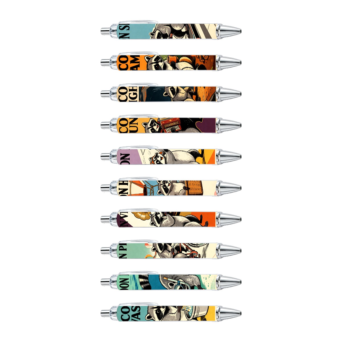 10-Pack Raccoon Gel Pens - Black Ink