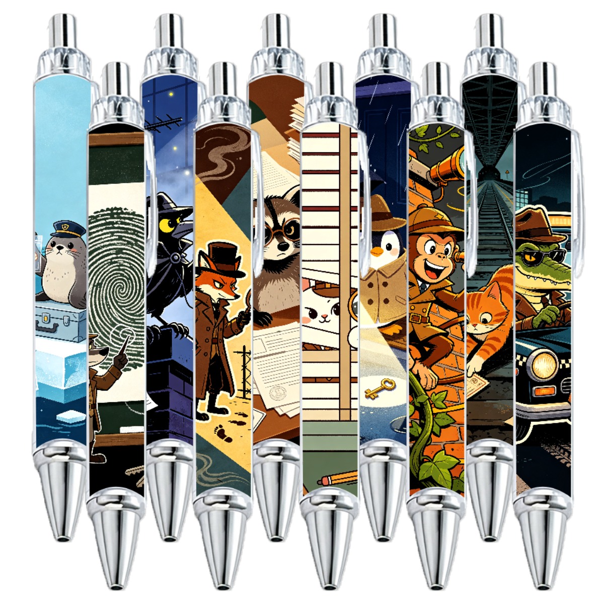 10-Pack Detective Animal Neutral Pens