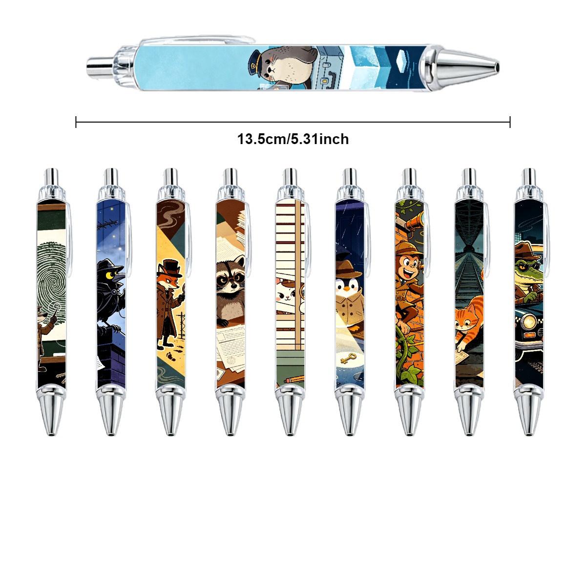10-Pack Detective Animal Neutral Pens