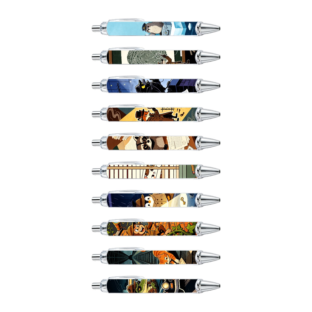 10-Pack Detective Animal Neutral Pens