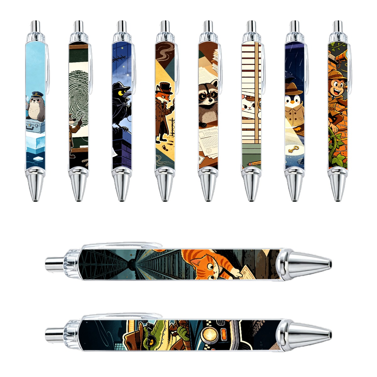10-Pack Detective Animal Neutral Pens