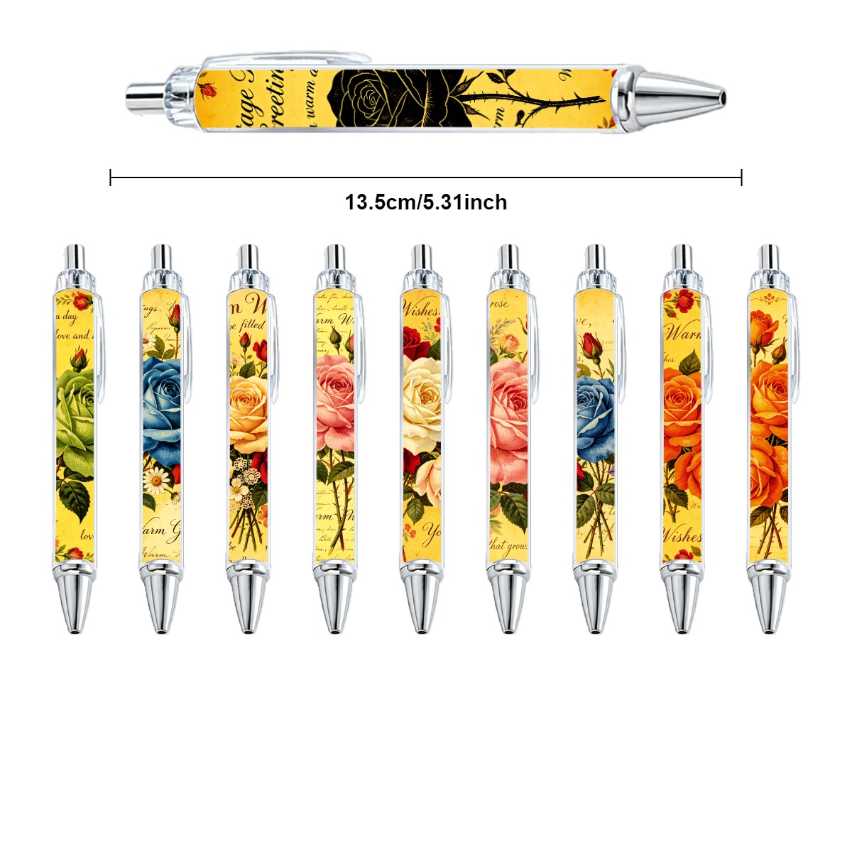Rose and Letter Multi-Color Gel Pens