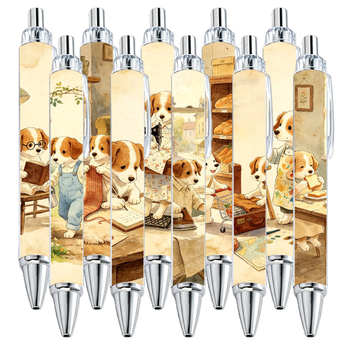 Charming Puppy Life Retractable Gel Pens - 10-Pack