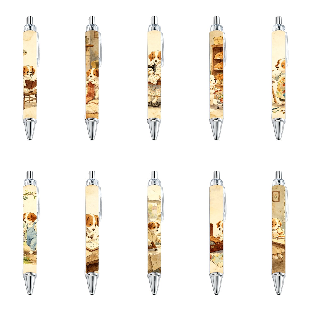 Charming Puppy Life Retractable Gel Pens - 10-Pack