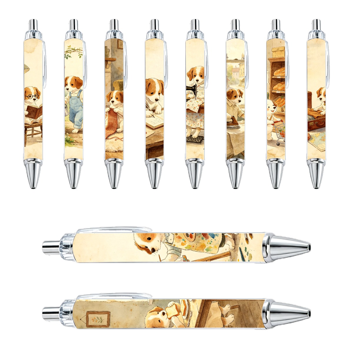 Charming Puppy Life Retractable Gel Pens - 10-Pack