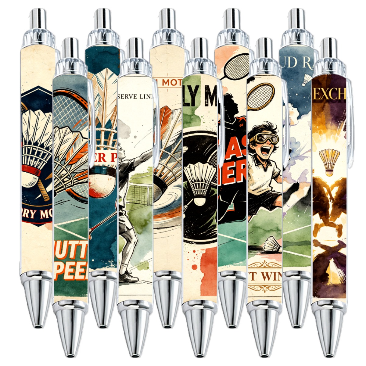 10pcs Badminton Sports Theme Gel Pen Black Ink