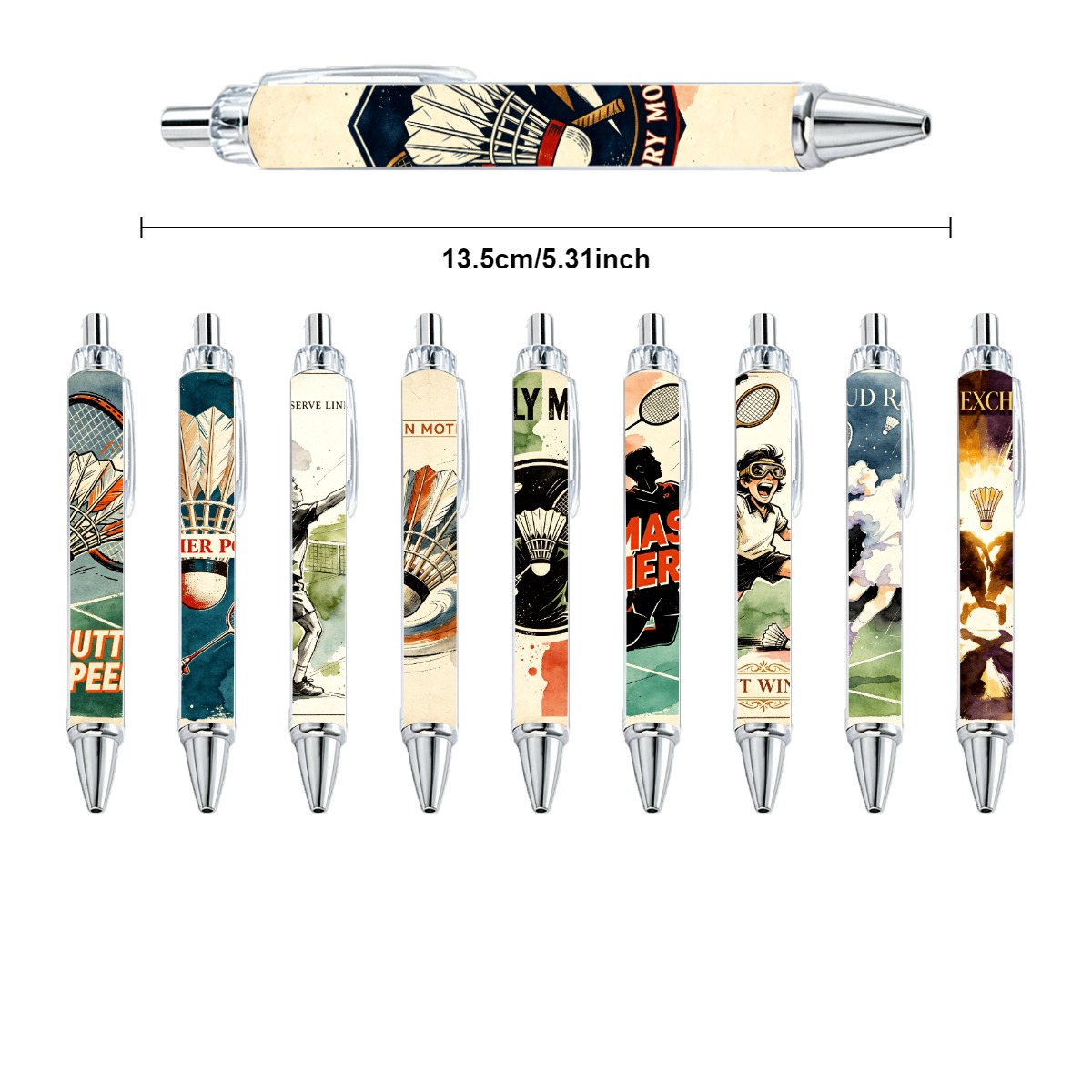 10pcs Badminton Sports Theme Gel Pen Black Ink