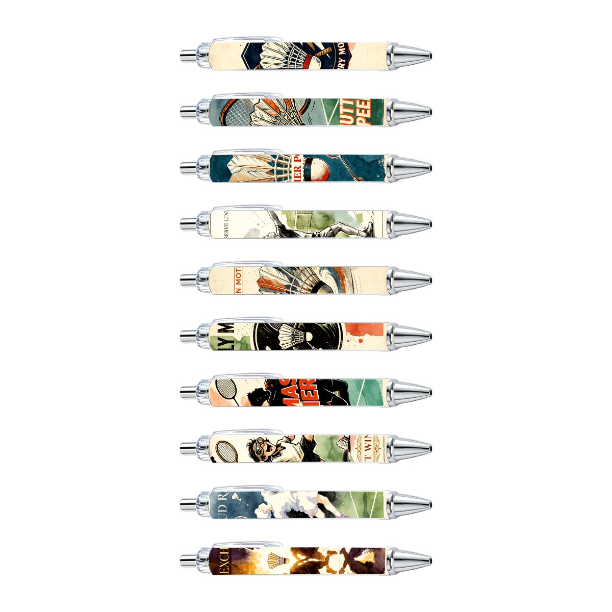 10pcs Badminton Sports Theme Gel Pen Black Ink