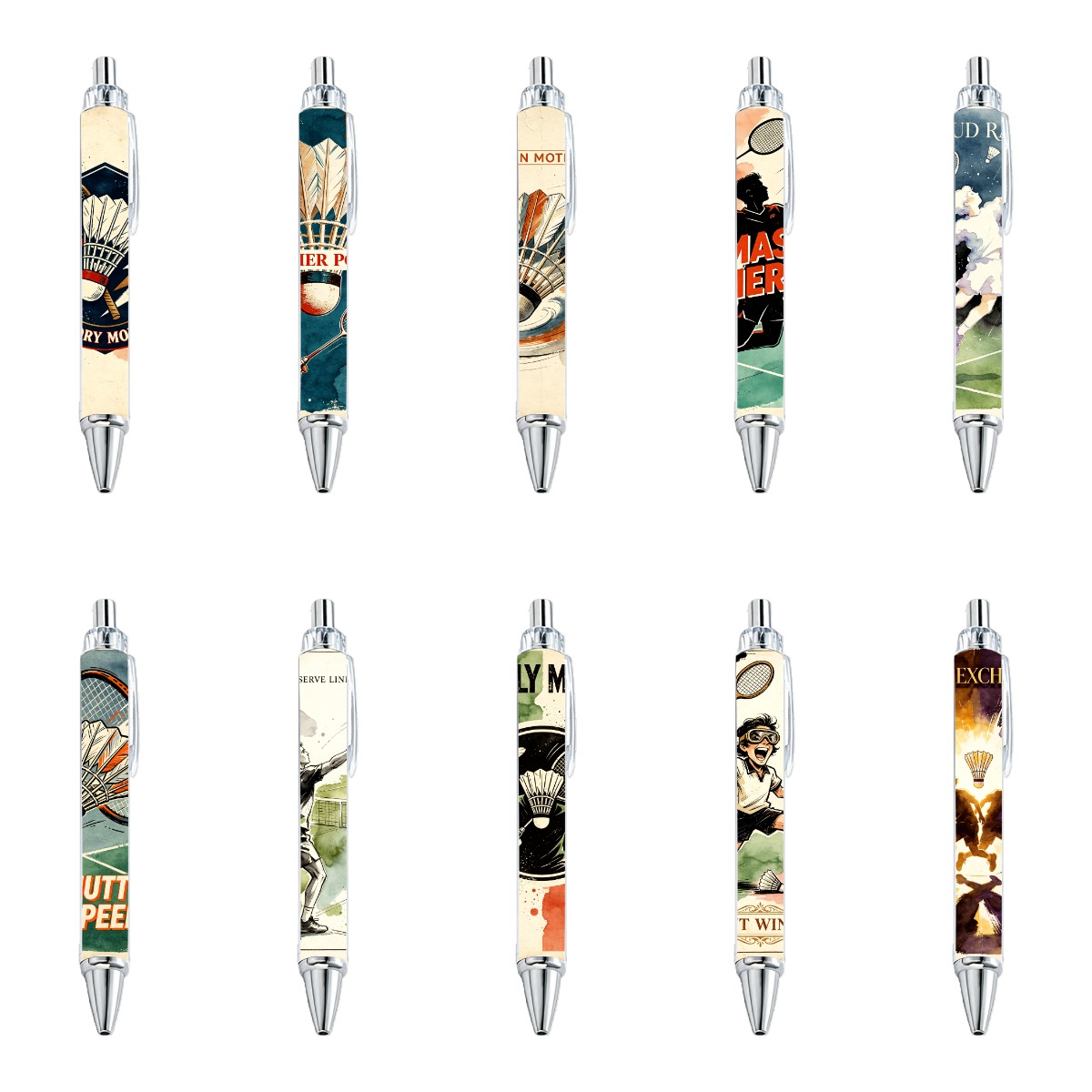 10pcs Badminton Sports Theme Gel Pen Black Ink