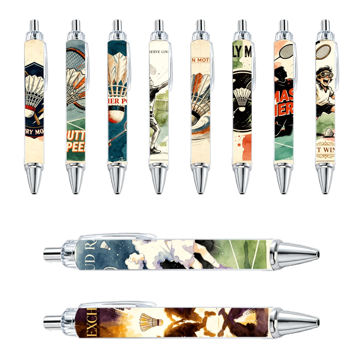 10pcs Badminton Sports Theme Gel Pen Black Ink