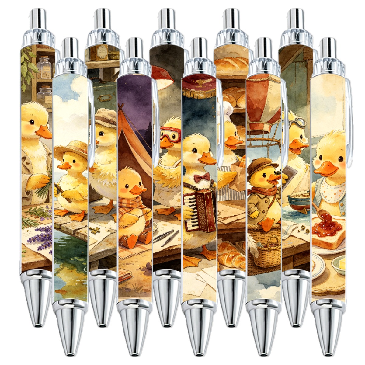 10pcs Cat-themed Neutral Push-Type Writing Pens