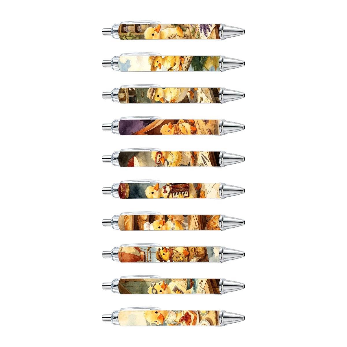 10pcs Cat-themed Neutral Push-Type Writing Pens
