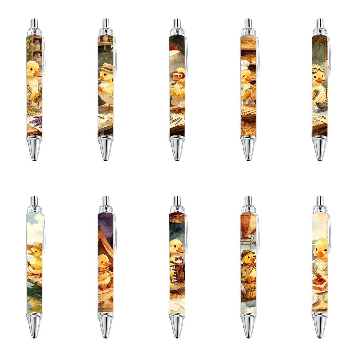 10pcs Cat-themed Neutral Push-Type Writing Pens