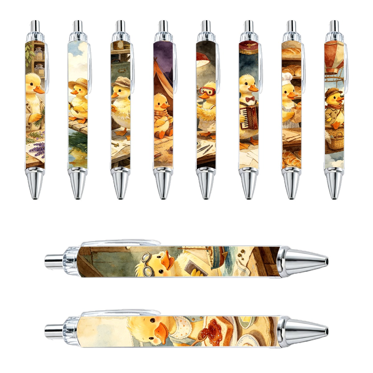10pcs Cat-themed Neutral Push-Type Writing Pens