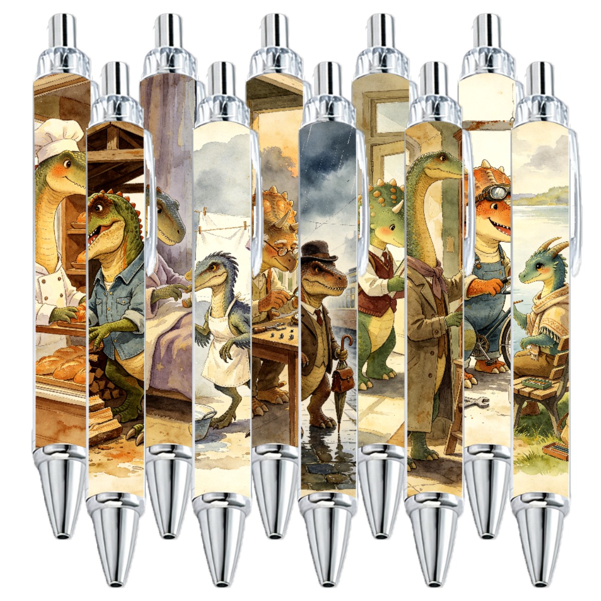 10pcs Duck-themed Neutral Push-Type Pens