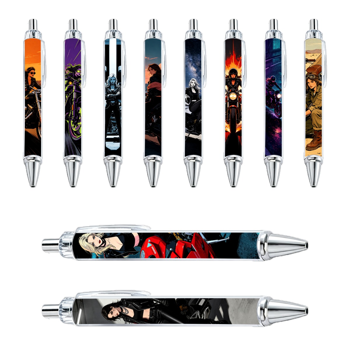 10 PCS Motorcycle Girl Theme Pens