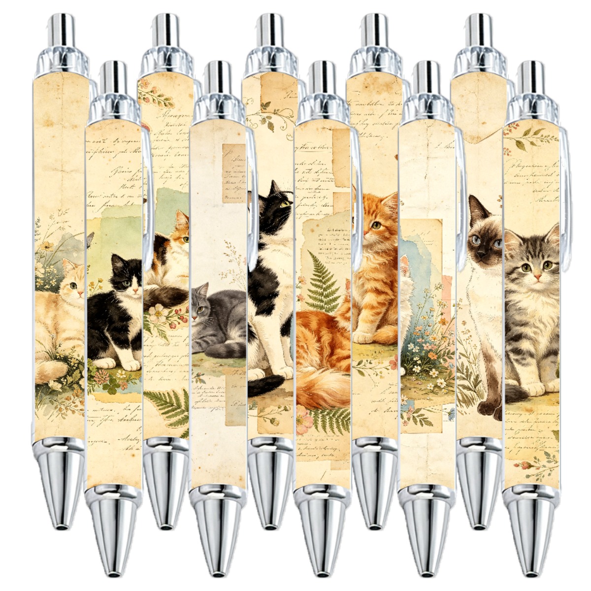 Cat-Themed Push-Type Gel Pens