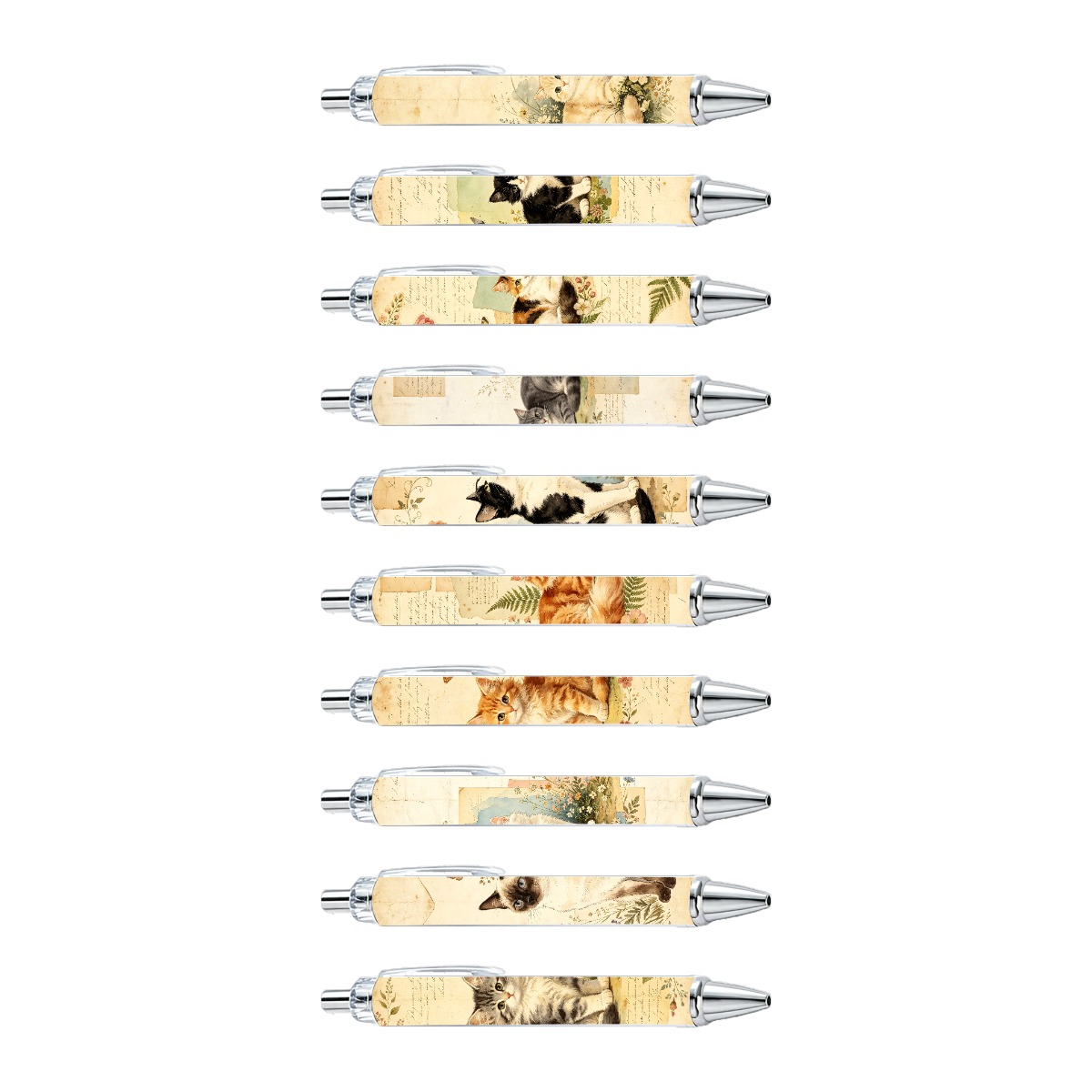 Cat-Themed Push-Type Gel Pens