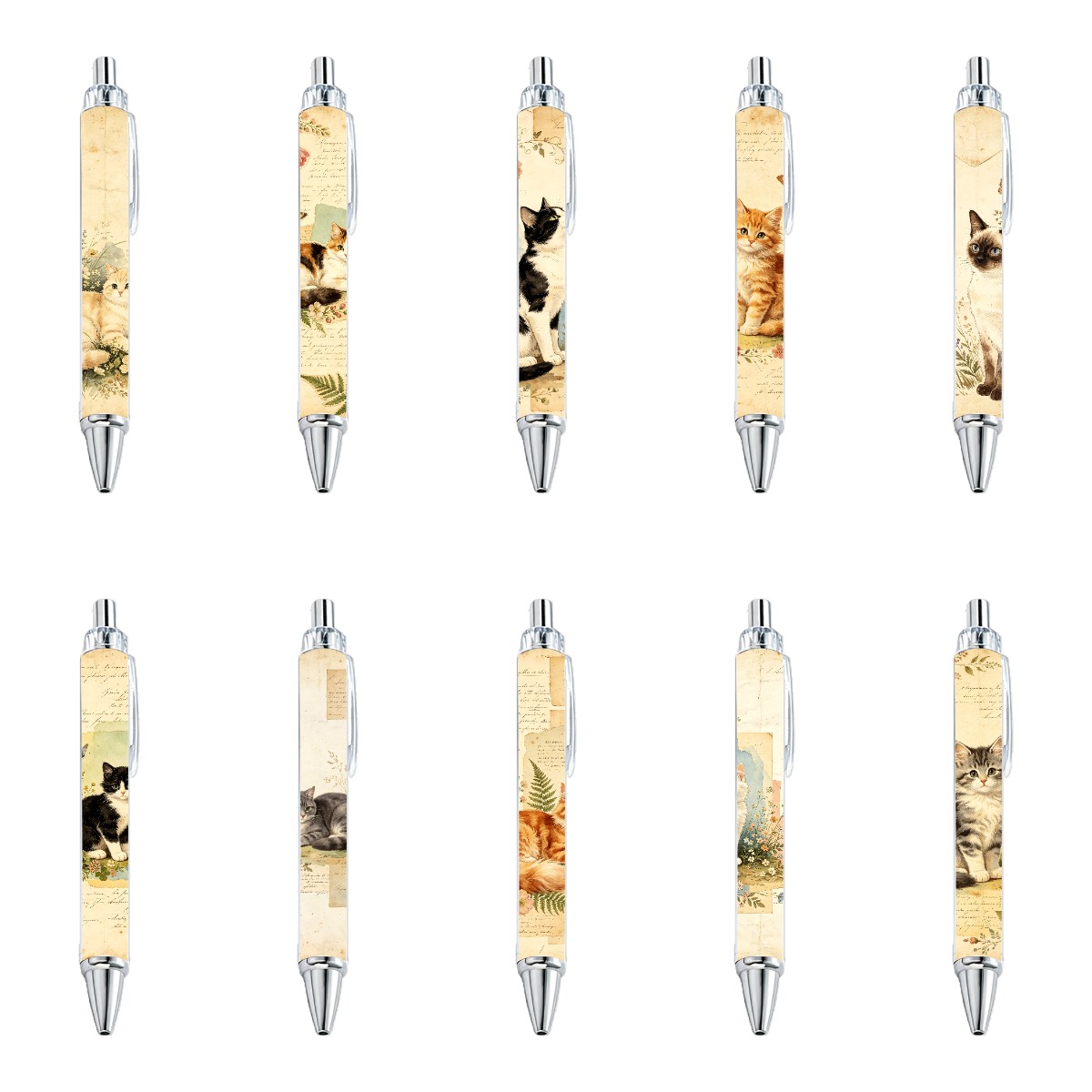 Cat-Themed Push-Type Gel Pens