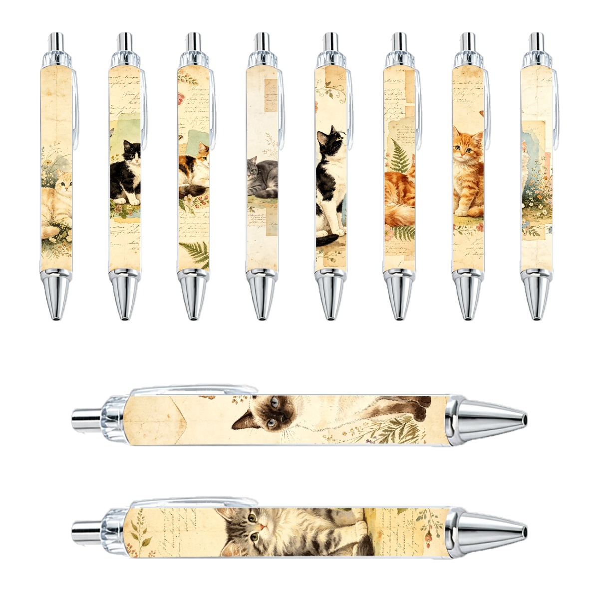 Cat-Themed Push-Type Gel Pens