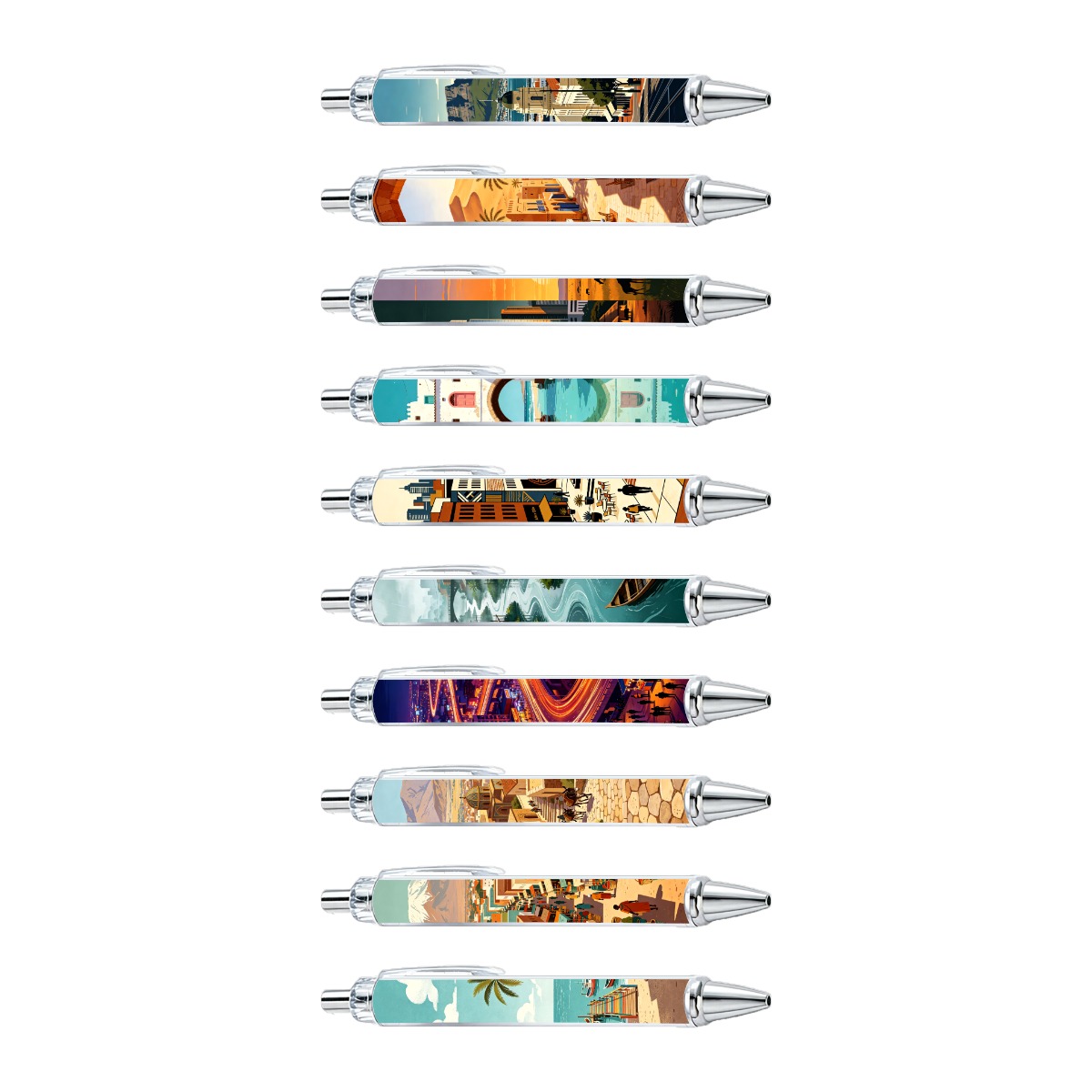 10-Pack Global Scenery Gel Pens