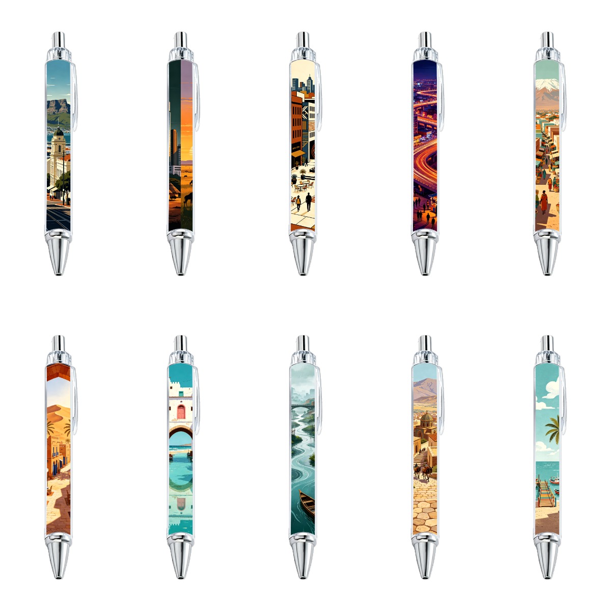 10-Pack Global Scenery Gel Pens