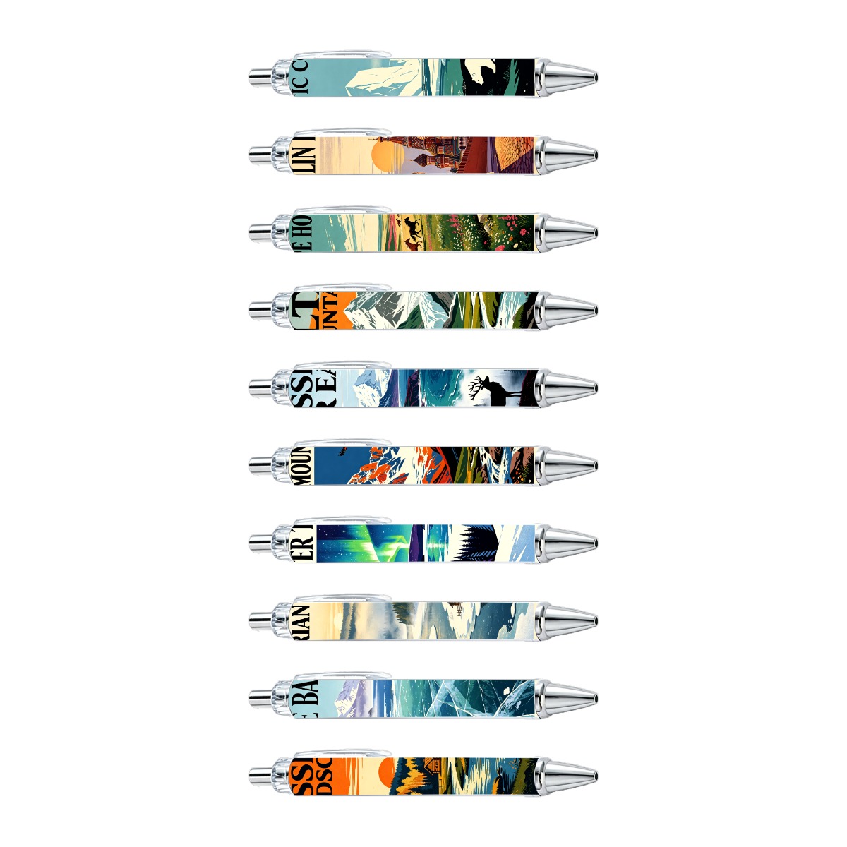 Retro Polar and Mountain Scenery Gel Pens