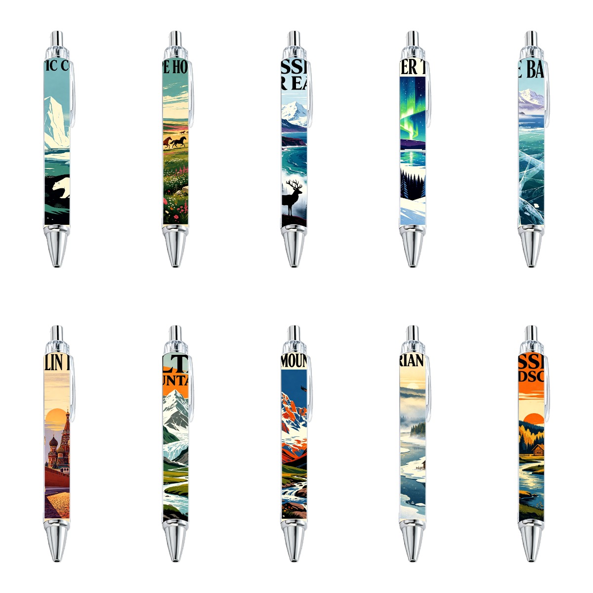 Retro Polar and Mountain Scenery Gel Pens