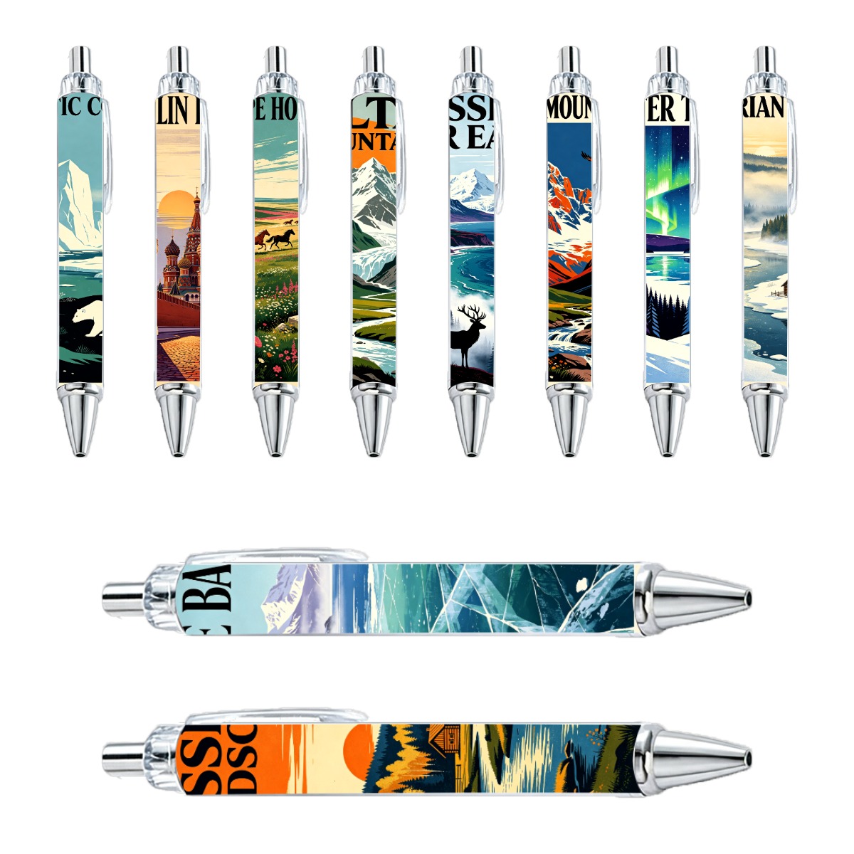 Retro Polar and Mountain Scenery Gel Pens