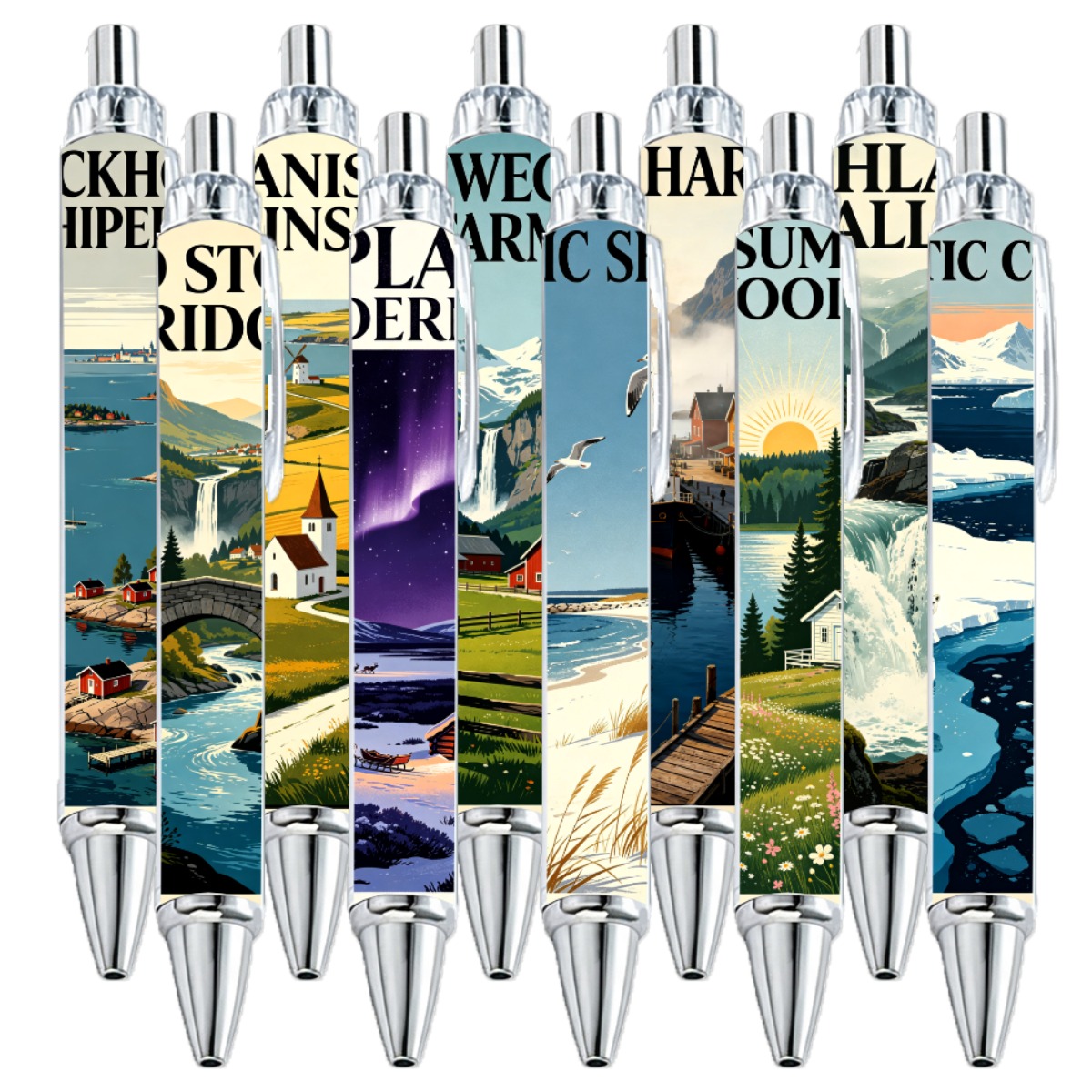 10-Pack Nordic Scenery Gel Pens