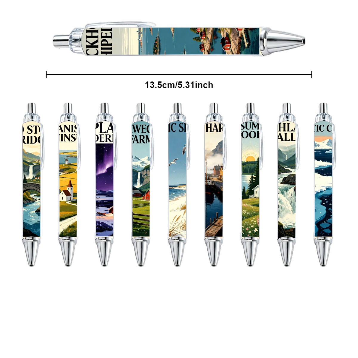 10-Pack Nordic Scenery Gel Pens
