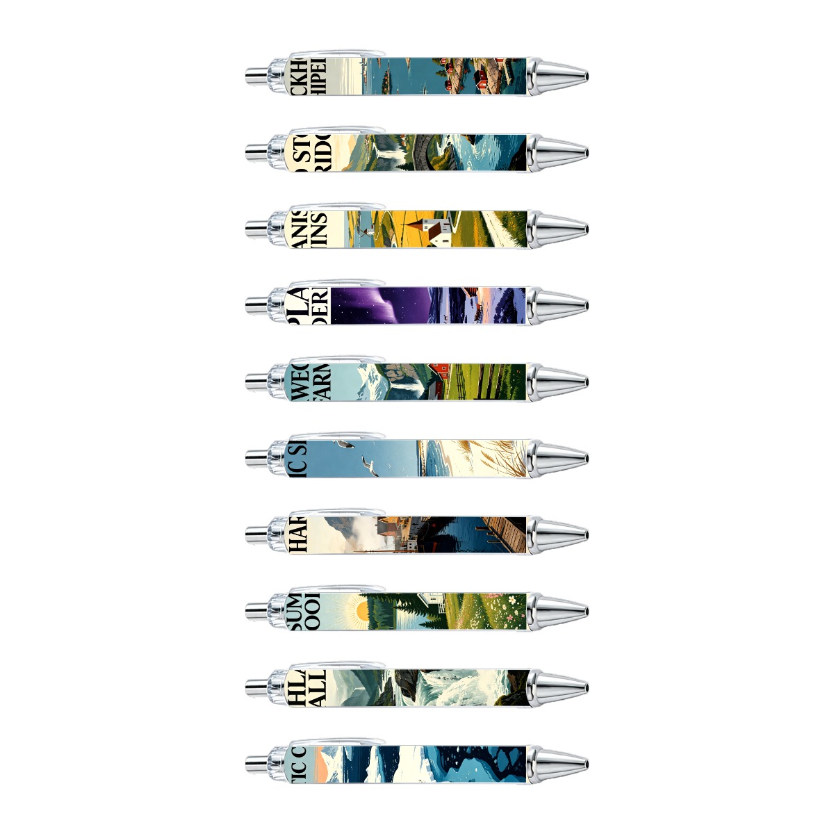 10-Pack Nordic Scenery Gel Pens