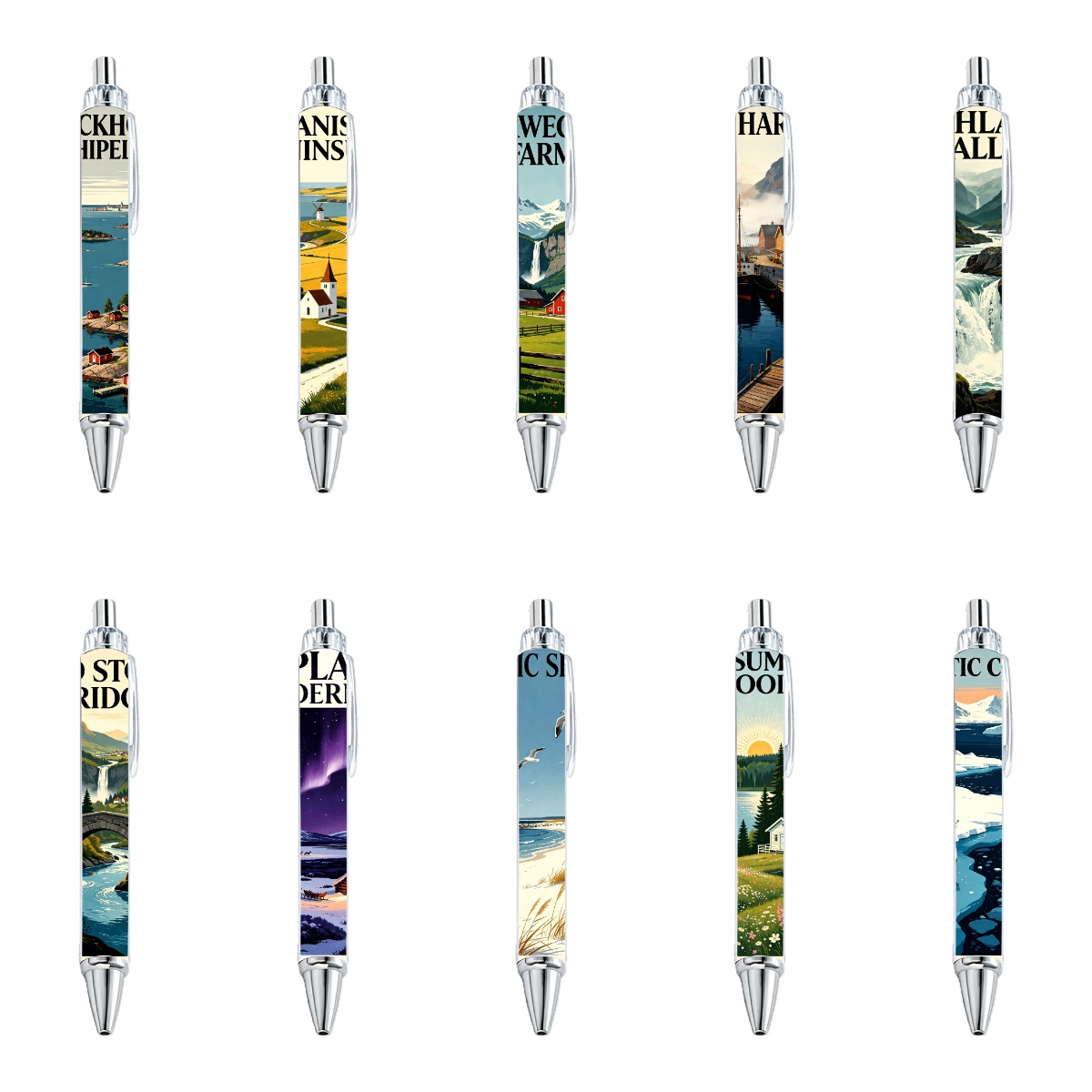 10-Pack Nordic Scenery Gel Pens