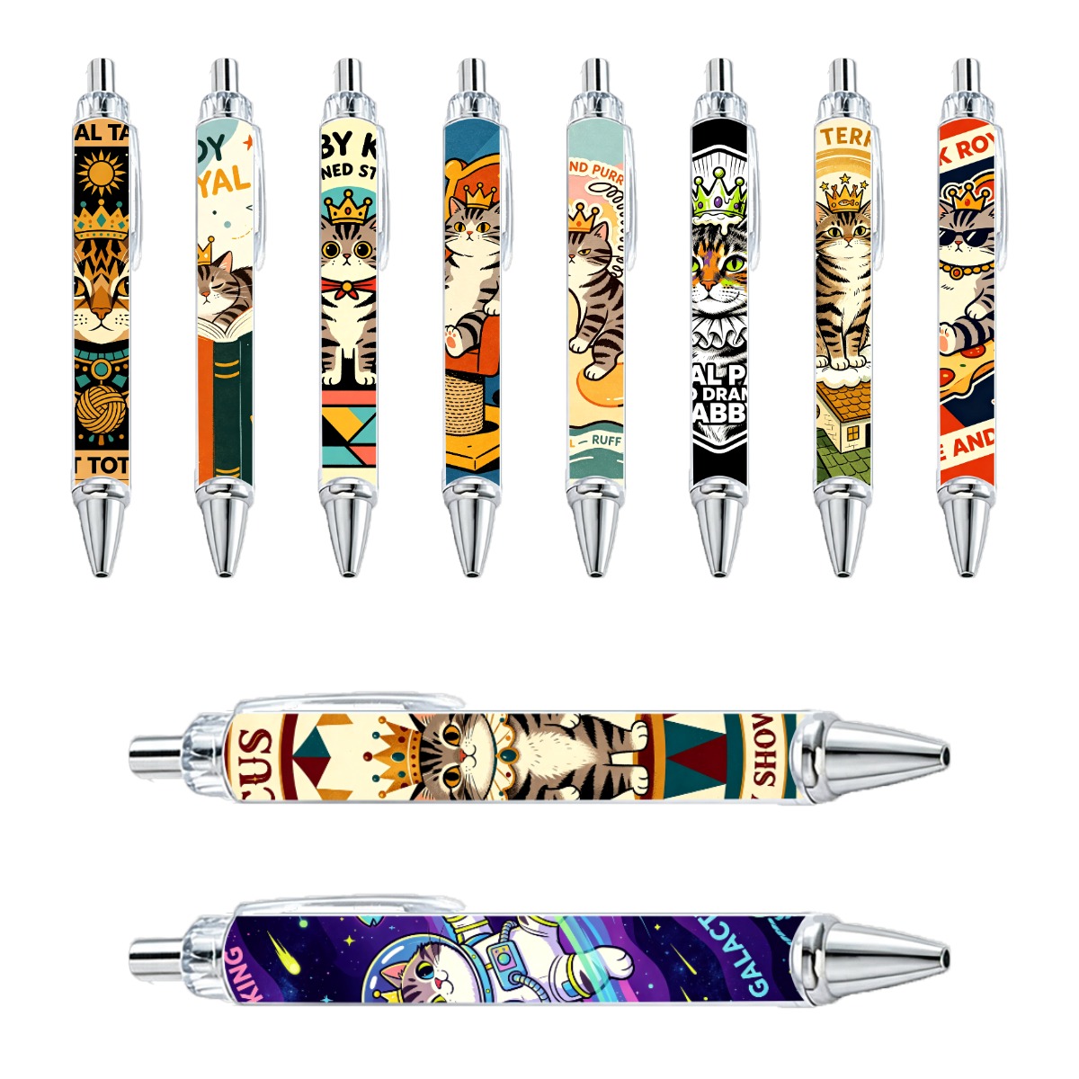 Cat Royal Themed Neutral Pens